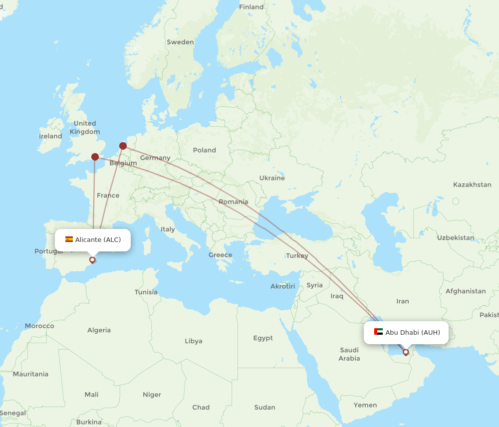 ALC to AUH flights and routes map