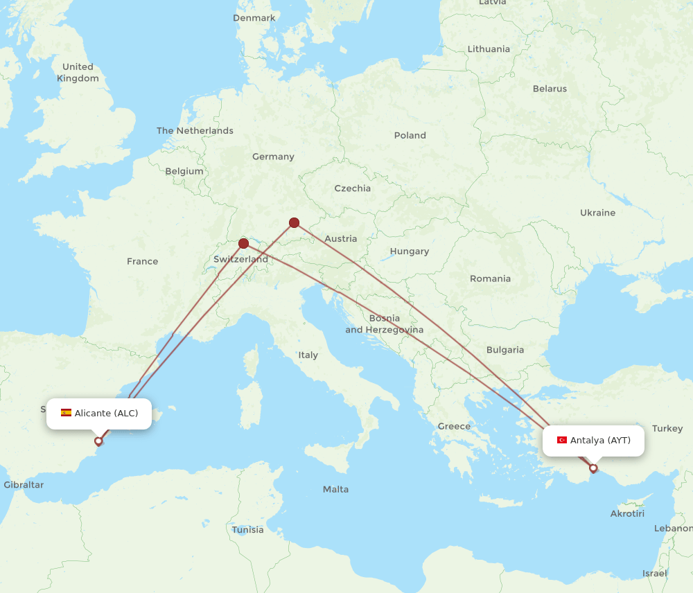 ALC-AYT flight routes