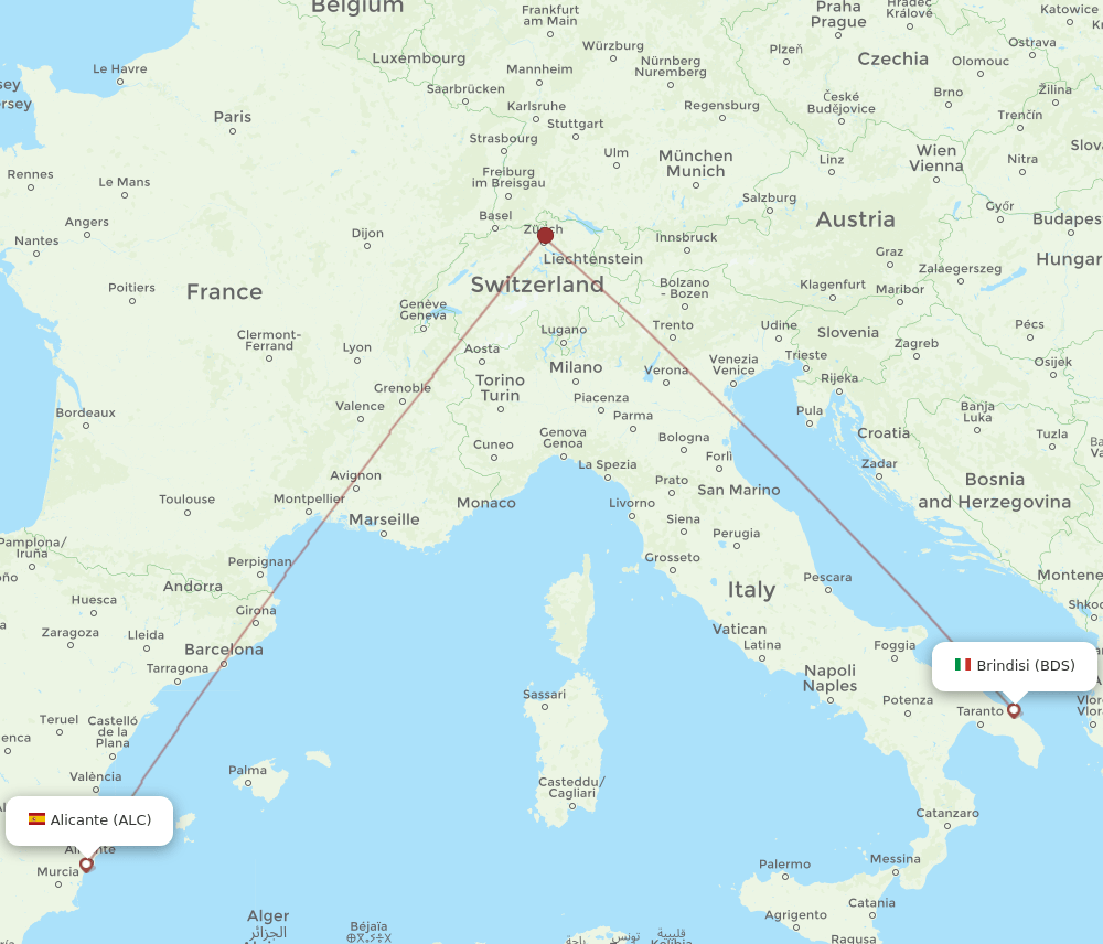 ALC to BDS flights and routes map