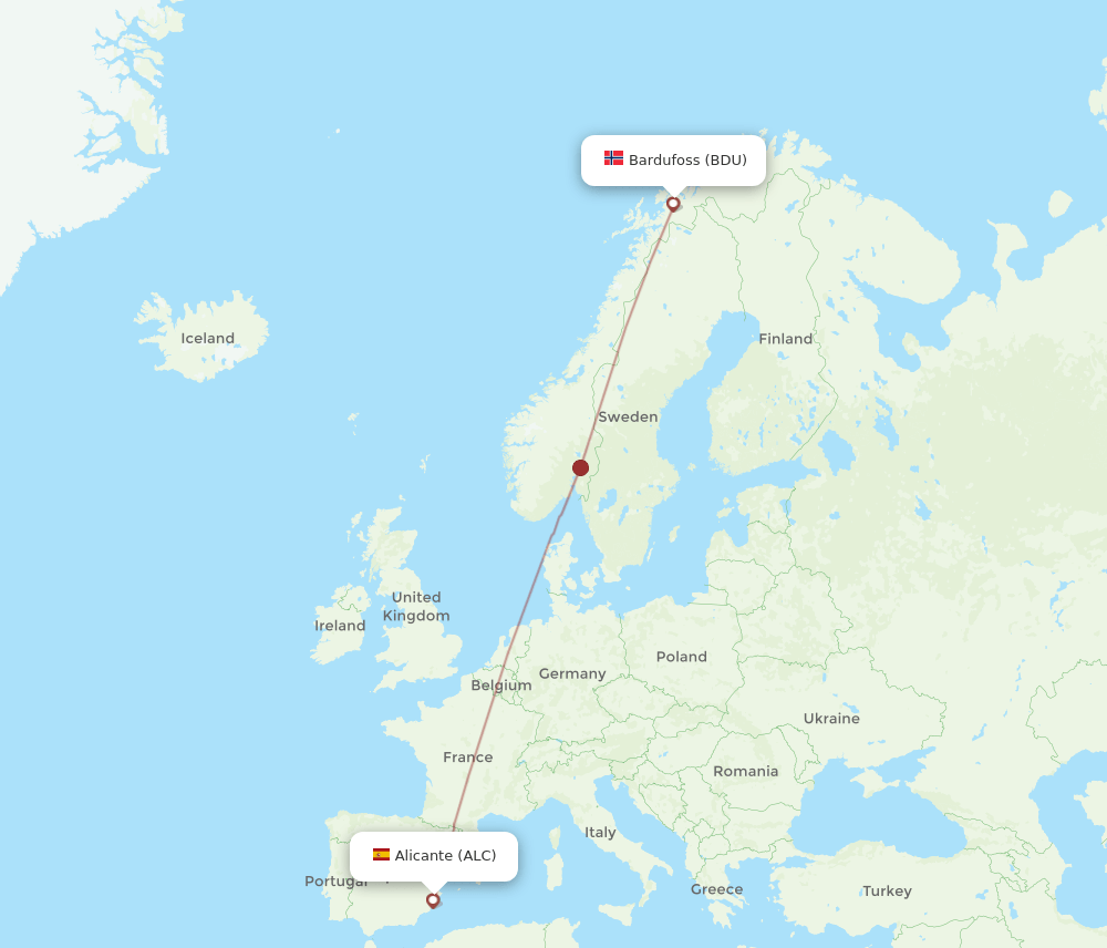 ALC-BDU flight routes