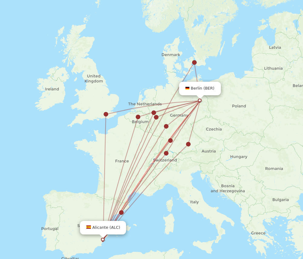 ALC to BER flights and routes map