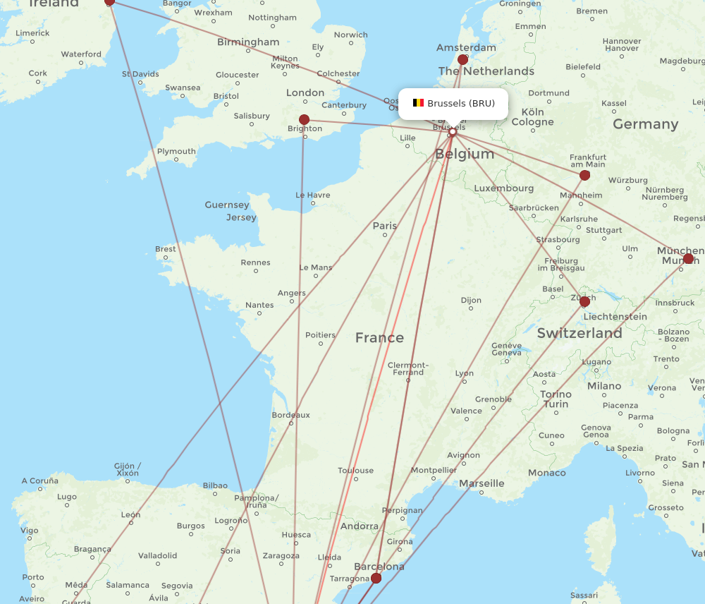 ALC to BRU flights and routes map