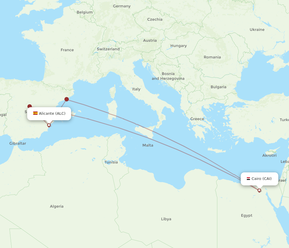 ALC to CAI flights and routes map