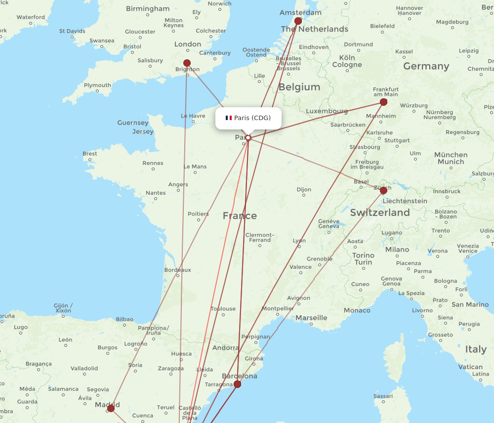 ALC to CDG flights and routes map