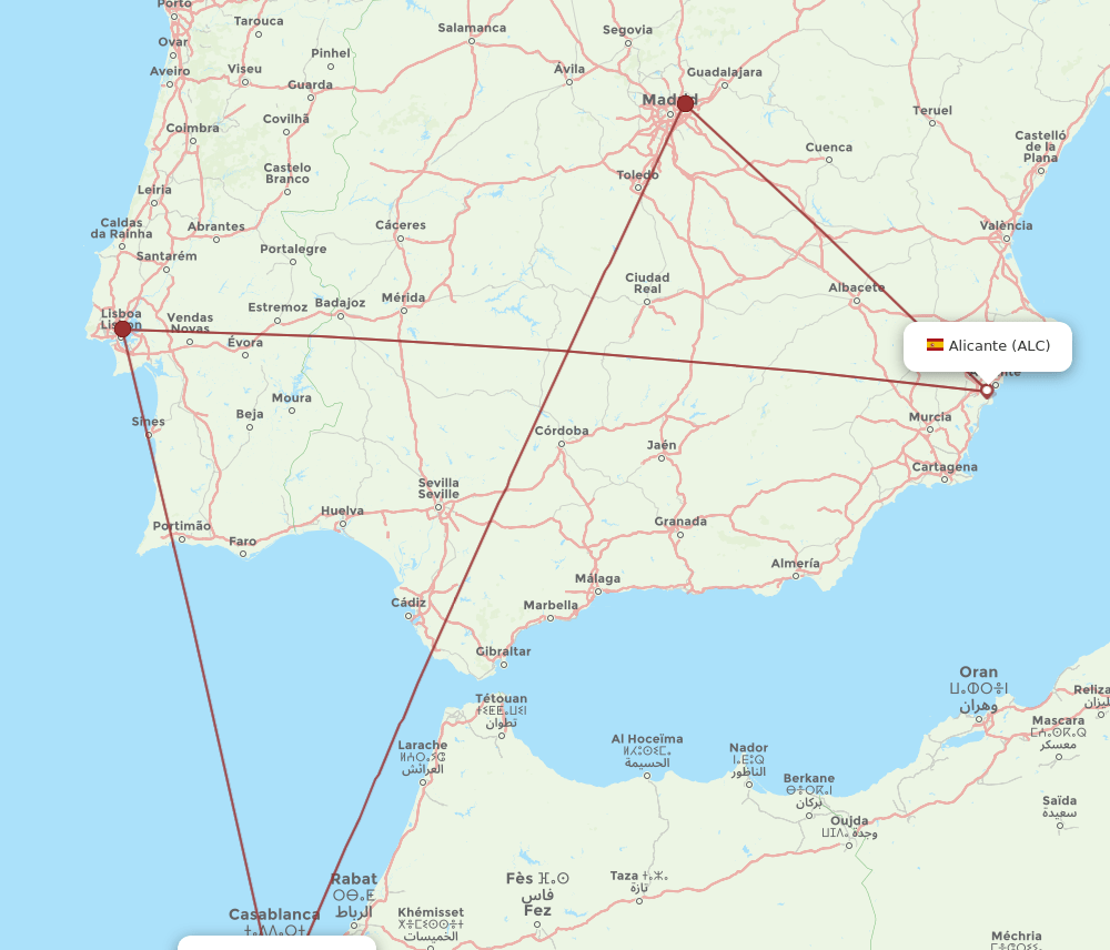 ALC-CMN flight routes