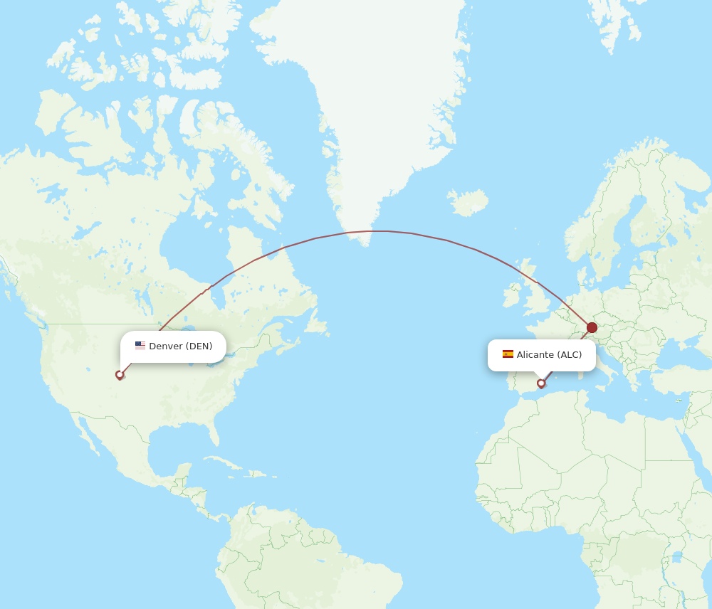 ALC to DEN flights and routes map