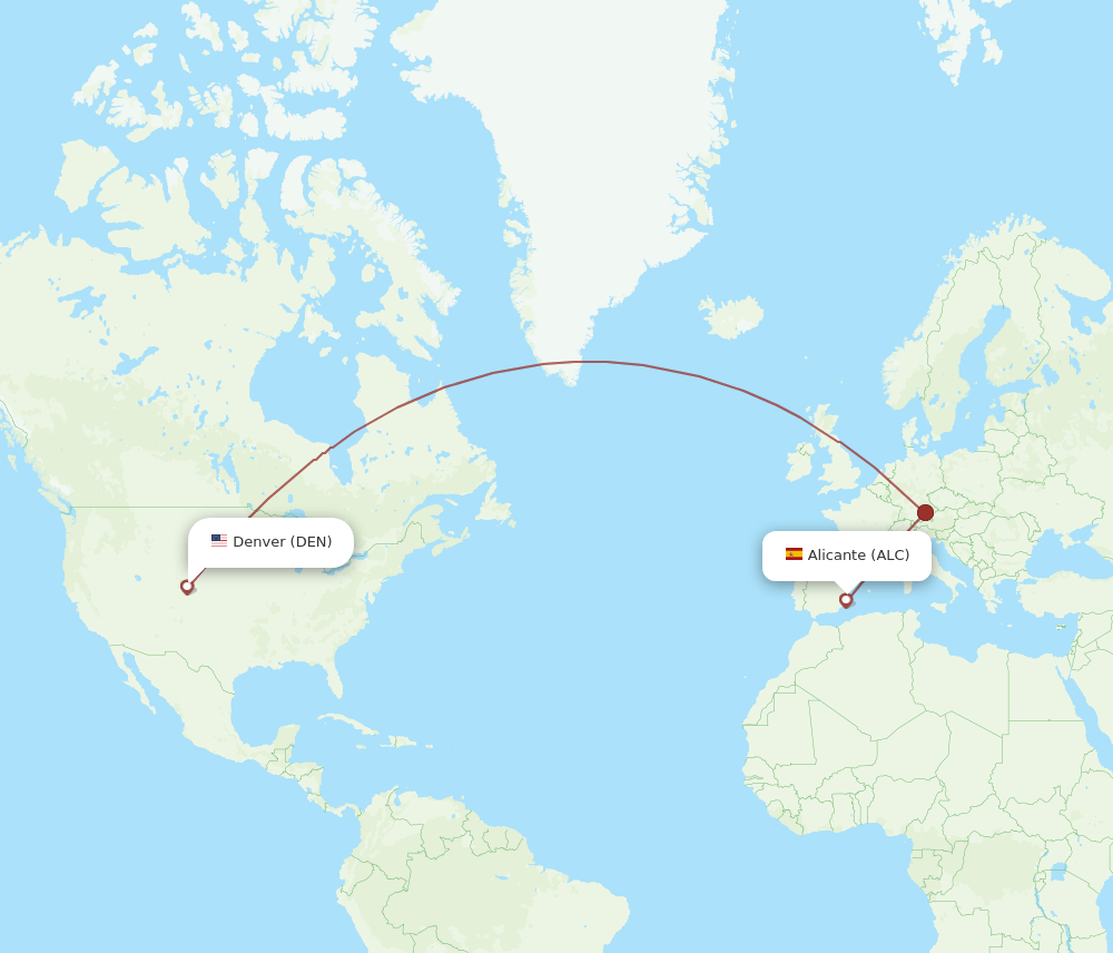 ALC to DEN flights and routes map