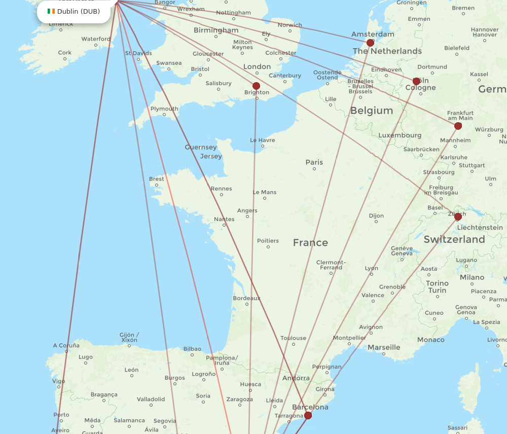 ALC to DUB flights and routes map