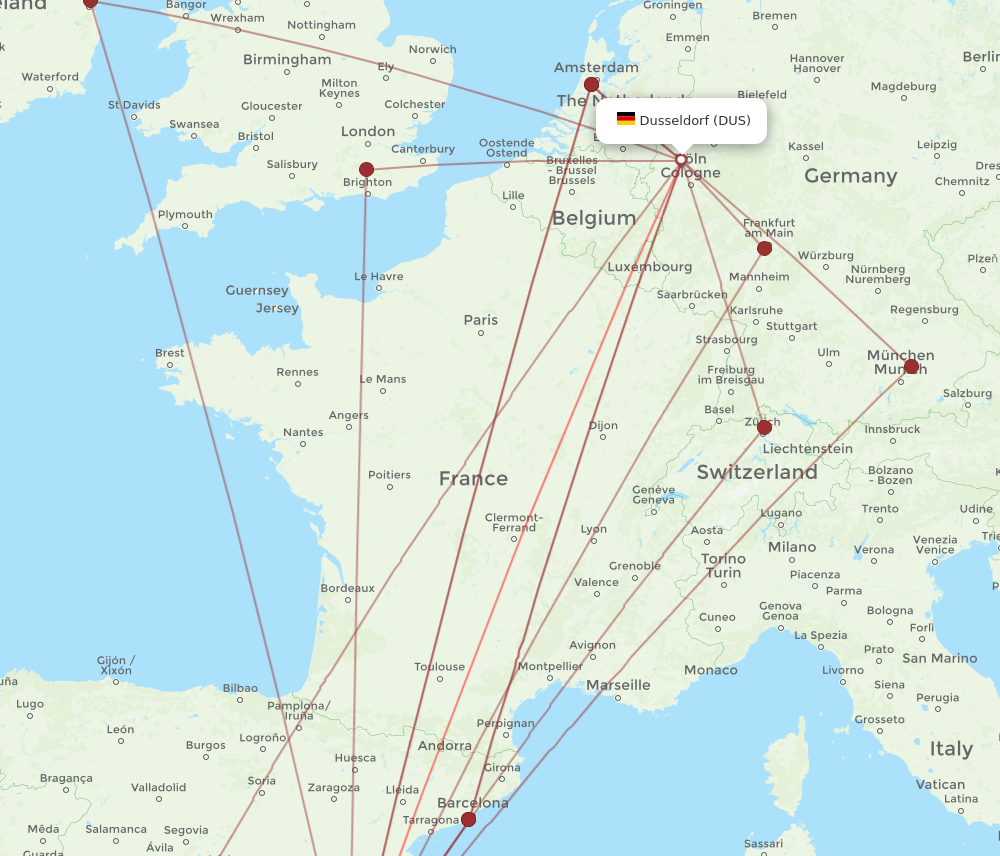 ALC to DUS flights and routes map