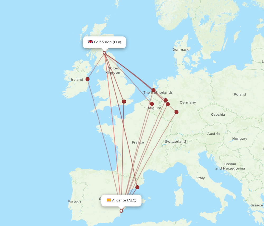 ALC to EDI flights and routes map