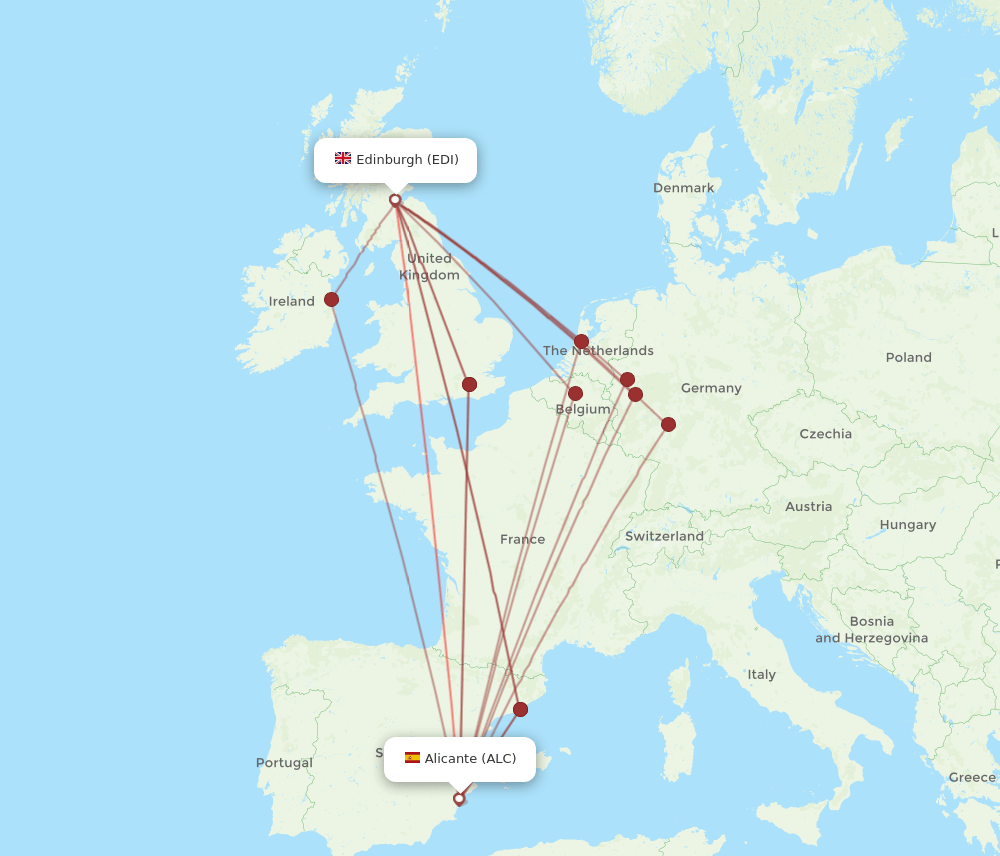 ALC-EDI flight routes