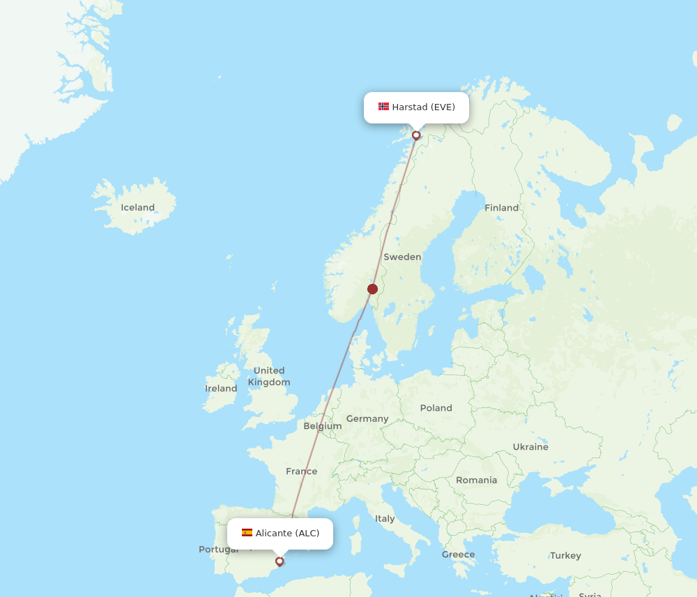 ALC to EVE flights and routes map