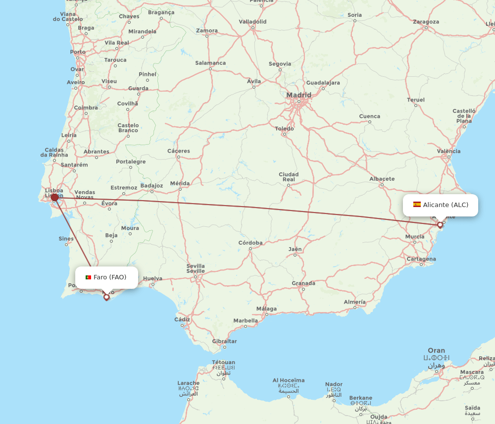 ALC to FAO flights and routes map