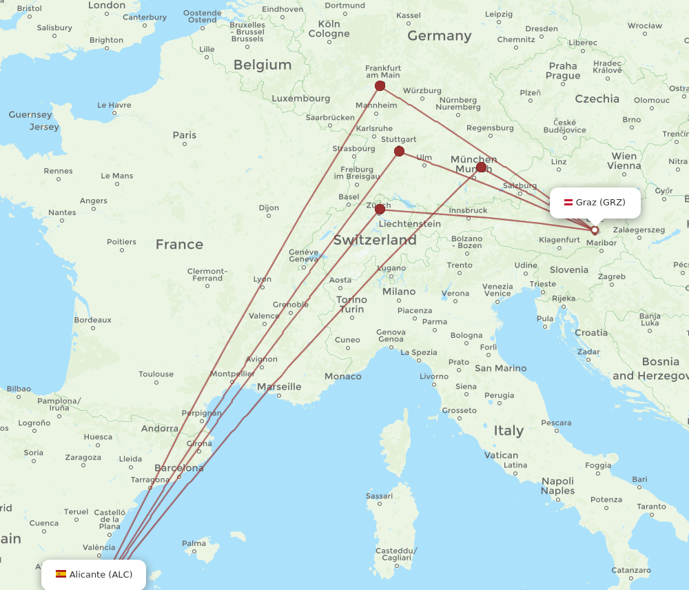 ALC-GRZ flight routes