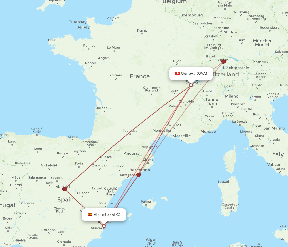 ALC-GVA flight routes