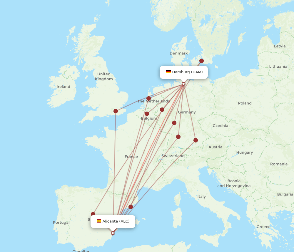 ALC-HAM flight routes