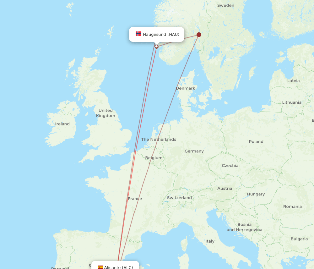 ALC-HAU flight routes
