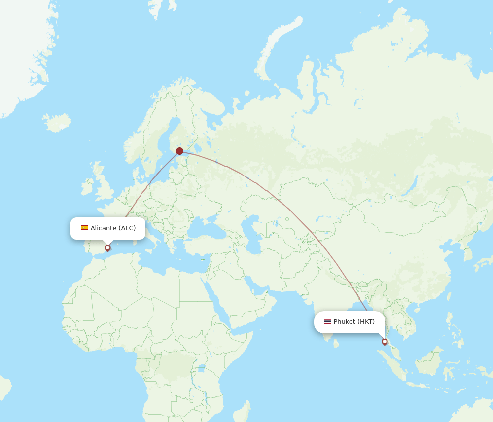 ALC to HKT flights and routes map