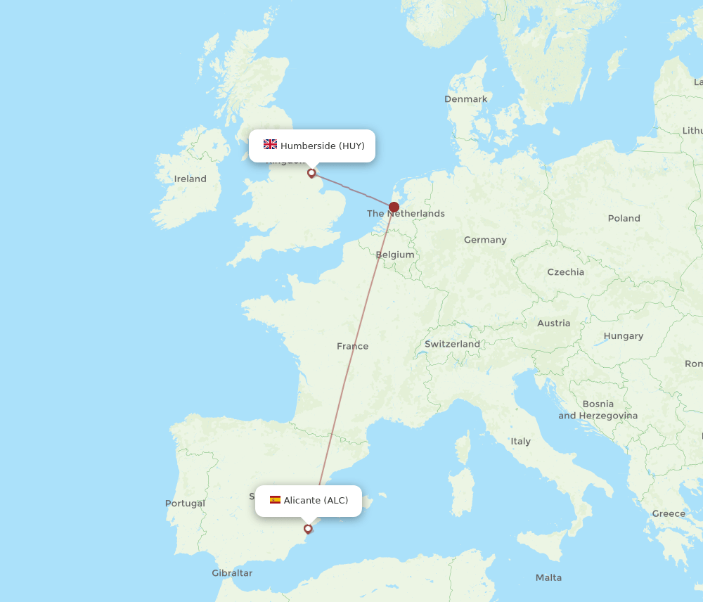 ALC-HUY flight routes