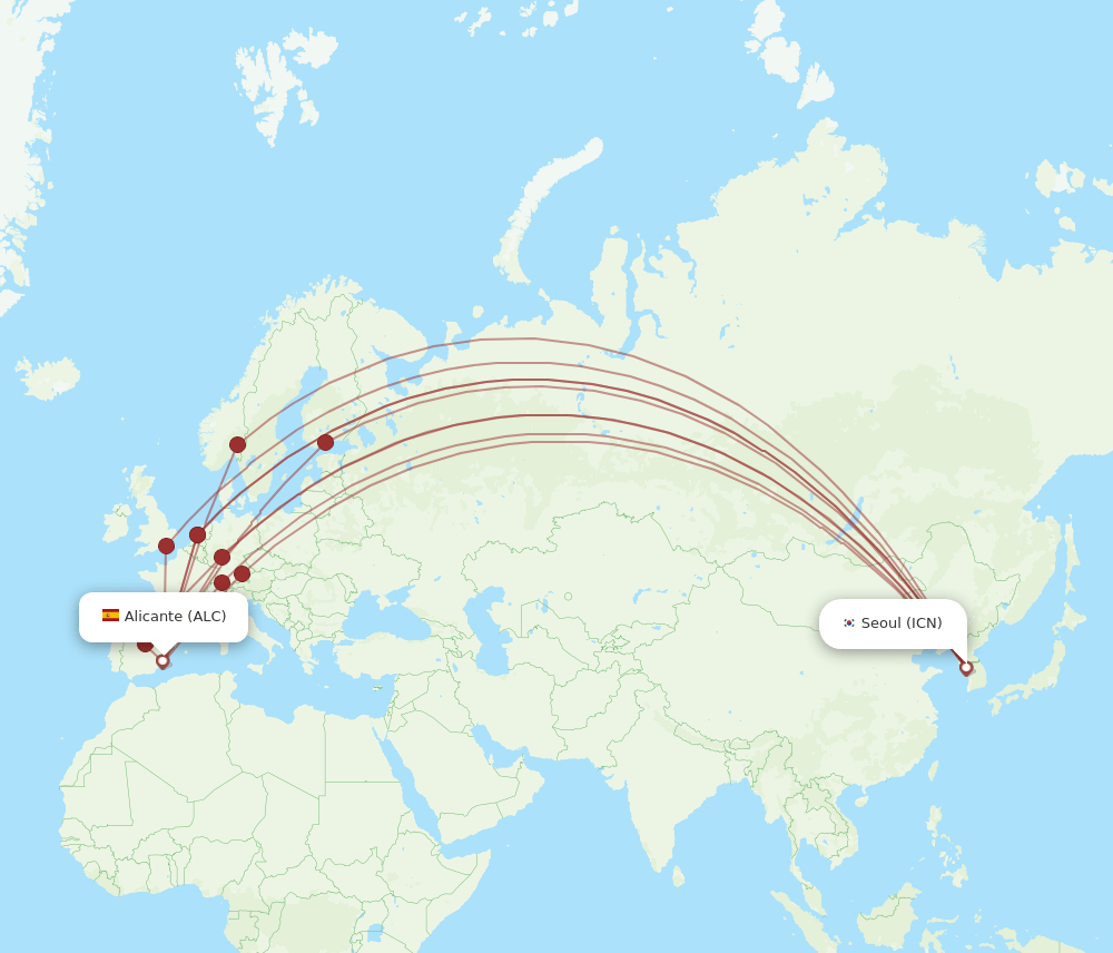 ALC-ICN flight routes