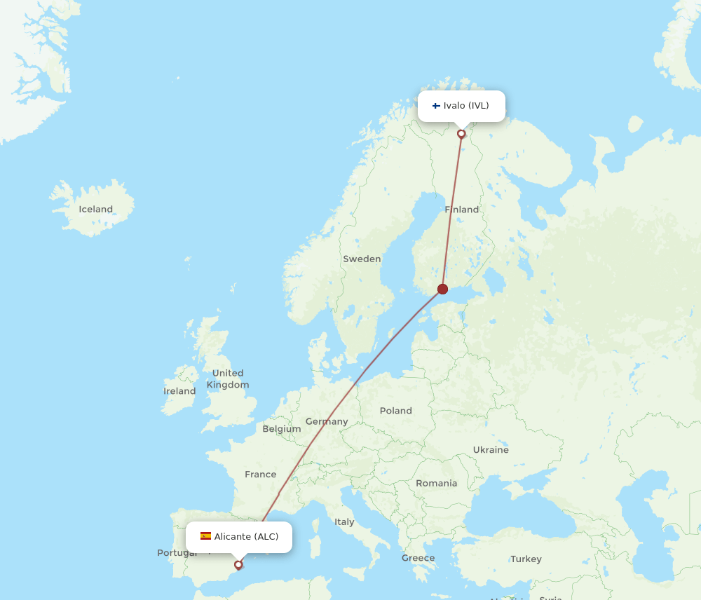 ALC-IVL flight routes