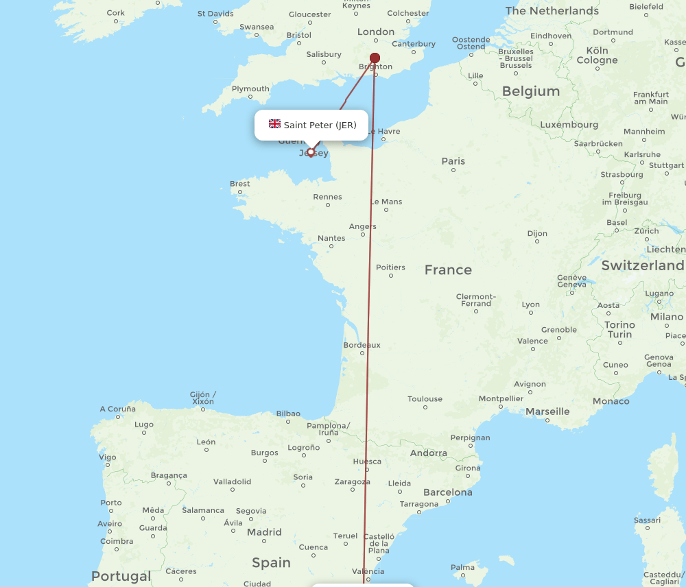 ALC-JER flight routes