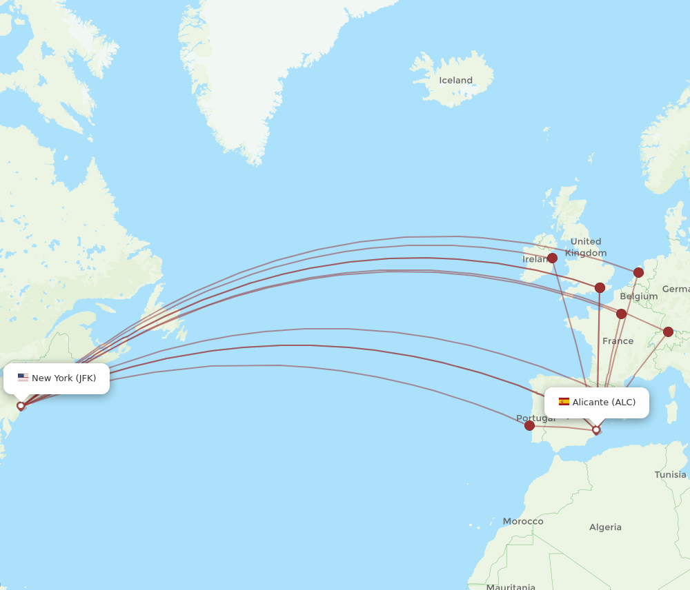 ALC-JFK flight routes
