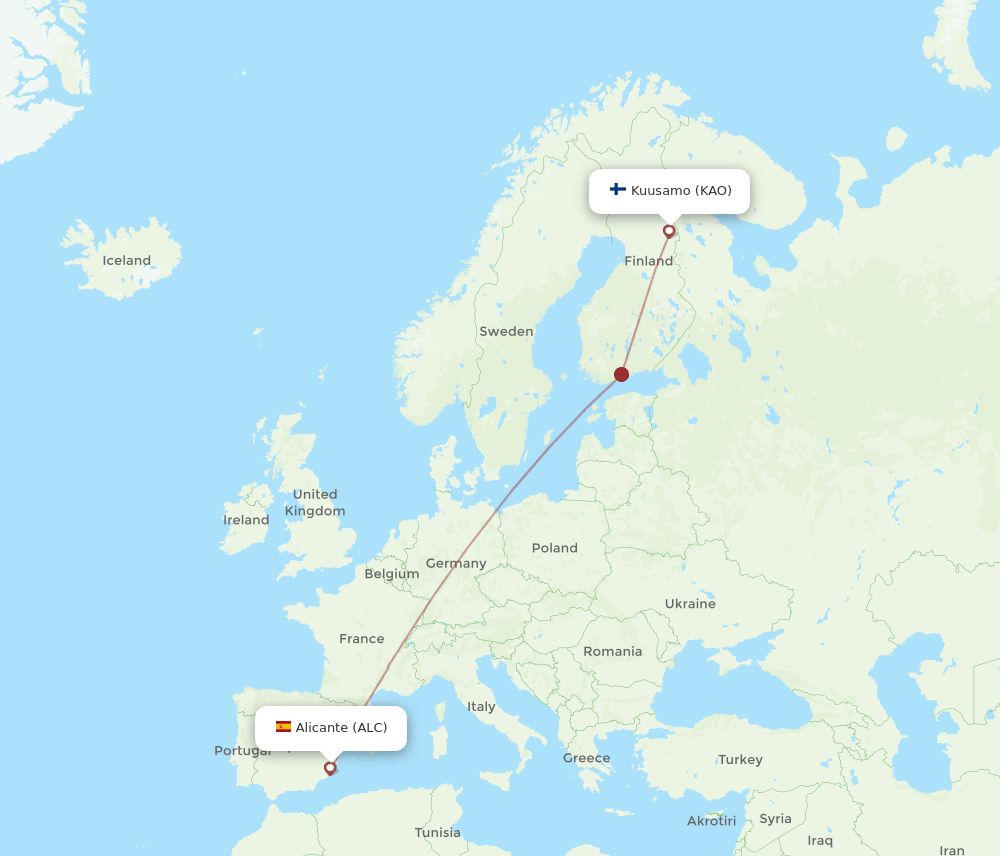 ALC-KAO flight routes