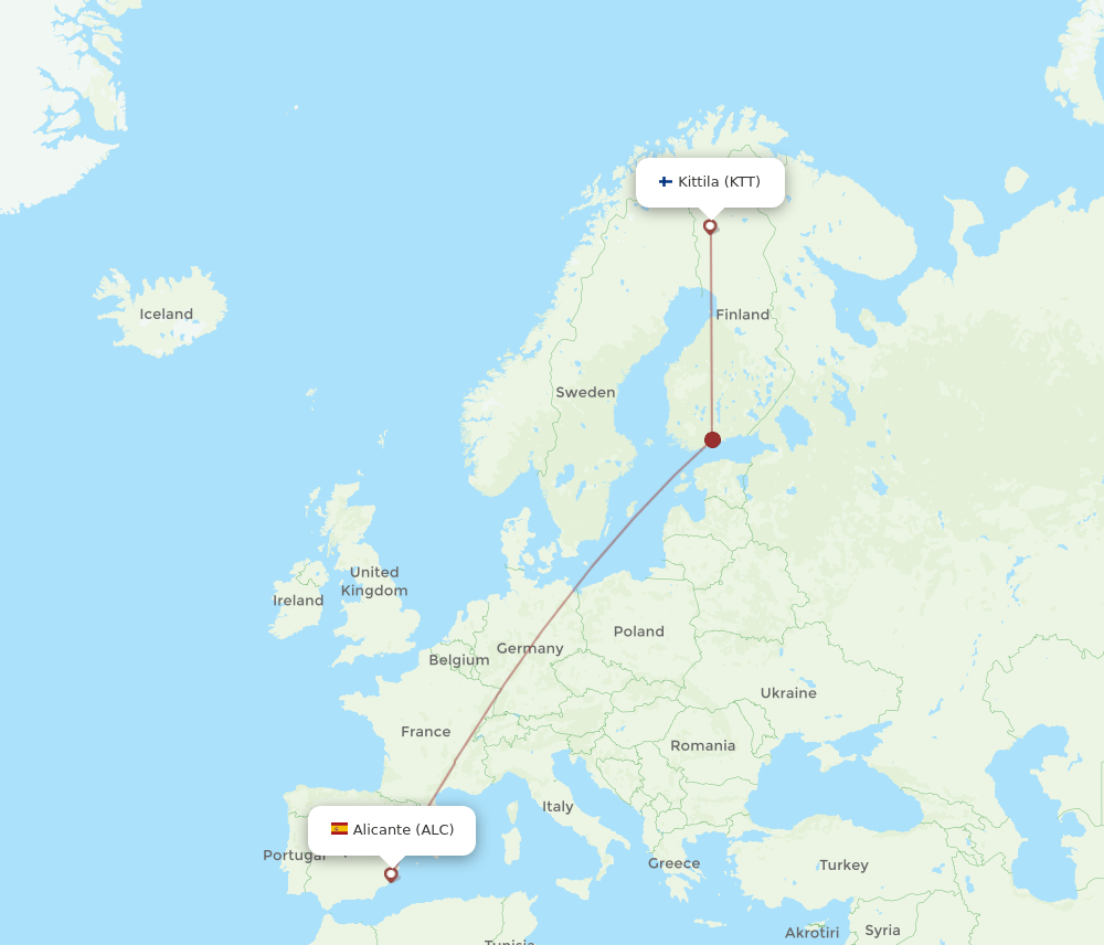 ALC-KTT flight routes
