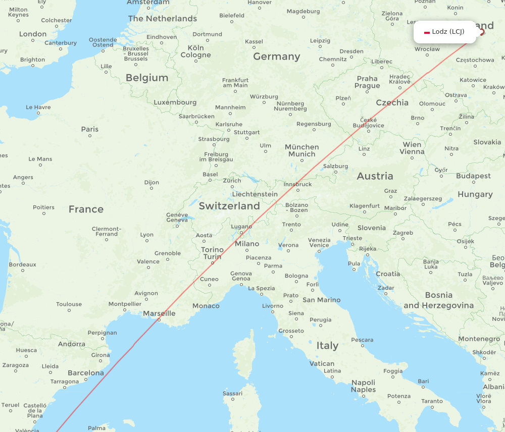 ALC to LCJ flights and routes map