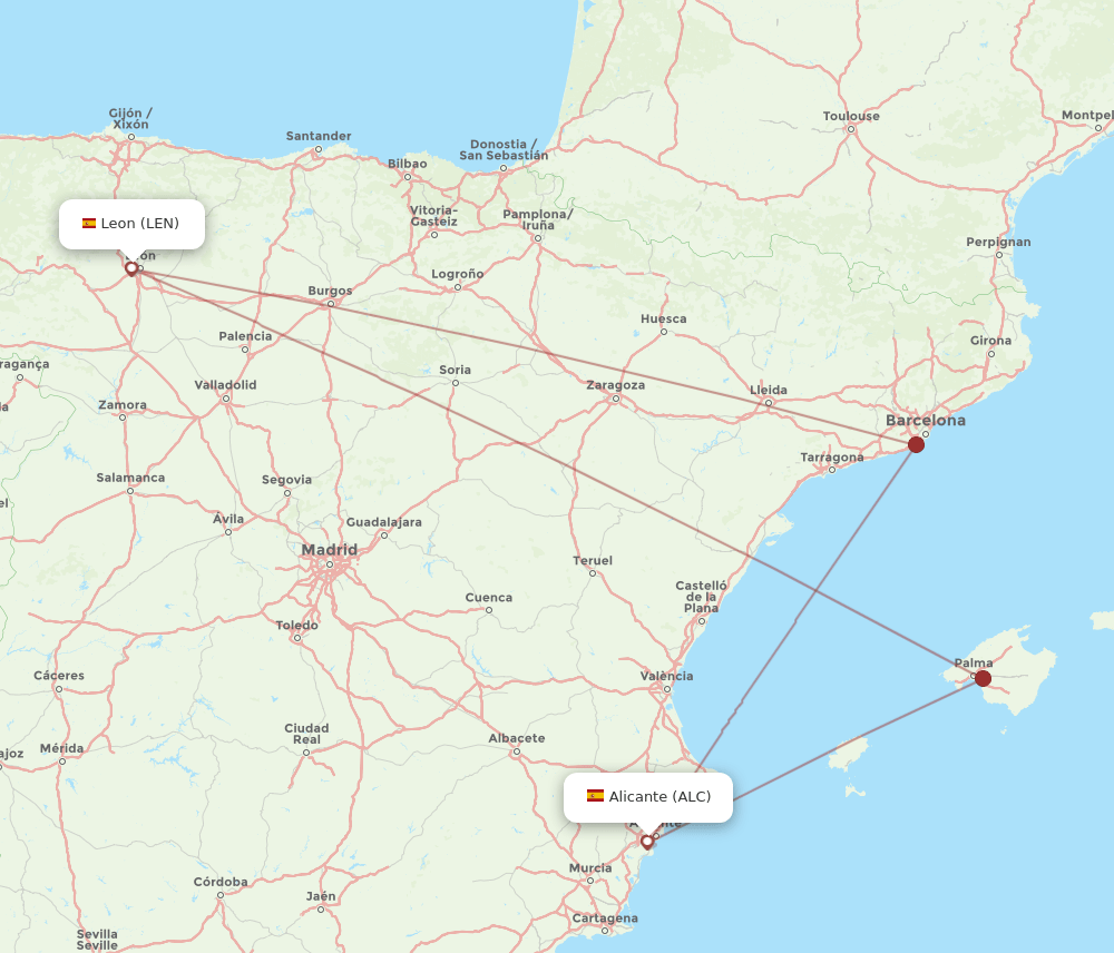 ALC-LEN flight routes