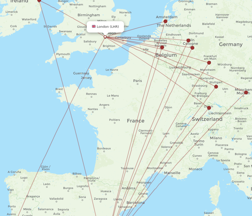 ALC to LHR flights and routes map