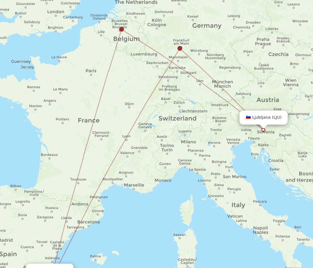 ALC-LJU flight routes