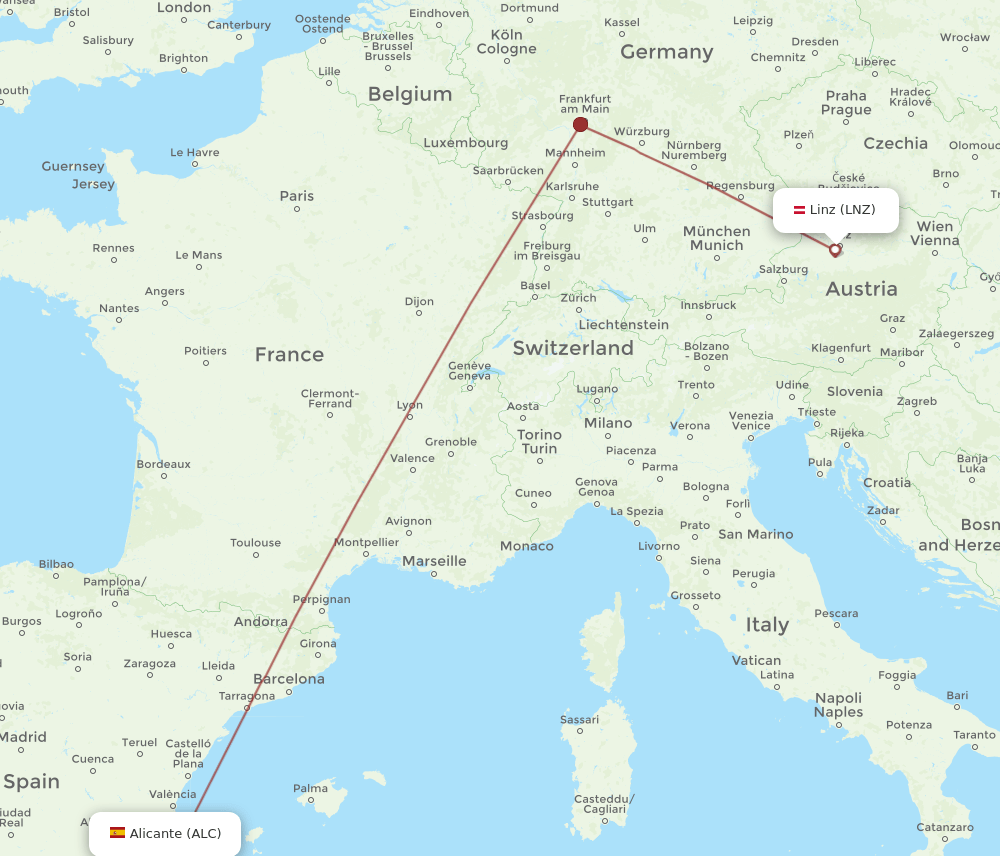 ALC-LNZ flight routes