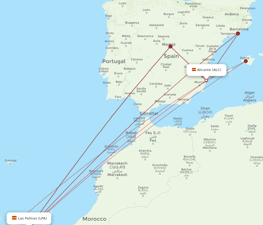 ALC-LPA flight routes