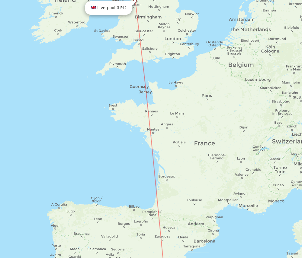 ALC-LPL flight routes