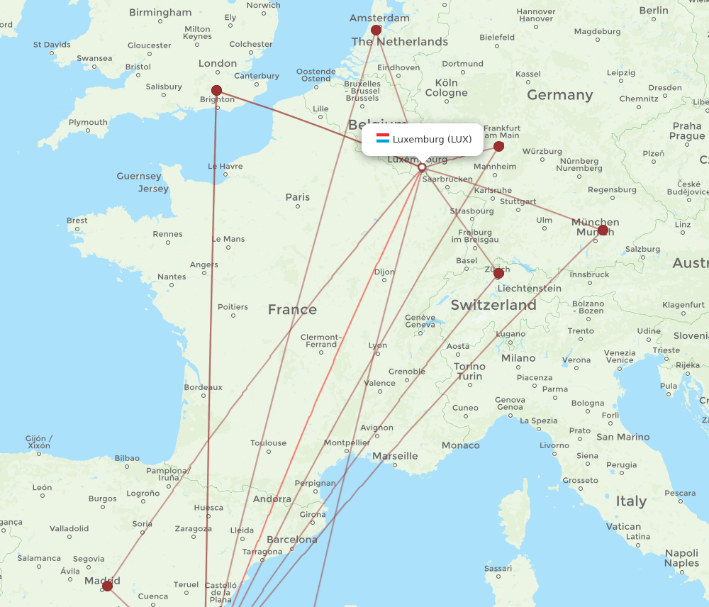 ALC-LUX flight routes