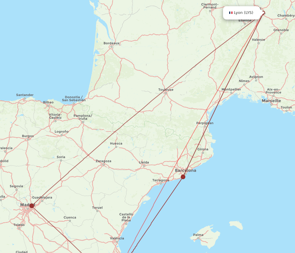 ALC to LYS flights and routes map