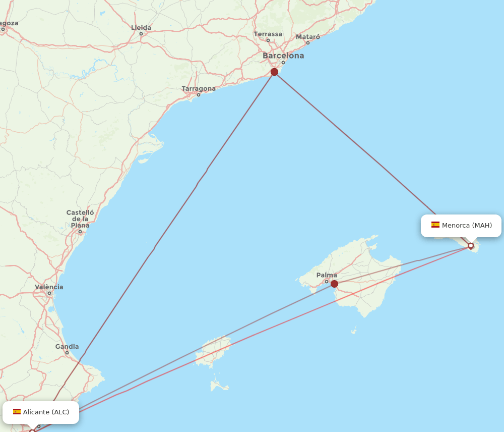 ALC-MAH flight routes