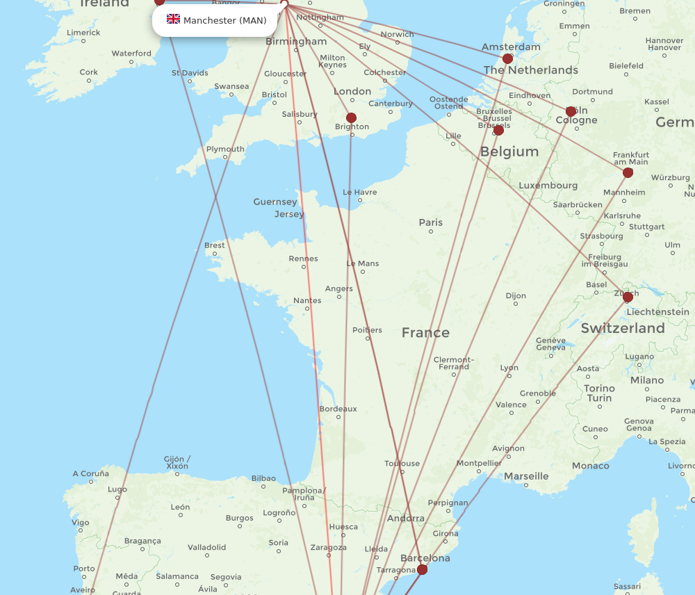 ALC to MAN flights and routes map