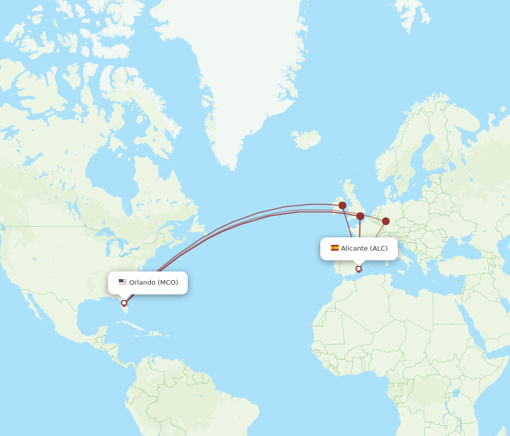 ALC-MCO flight routes