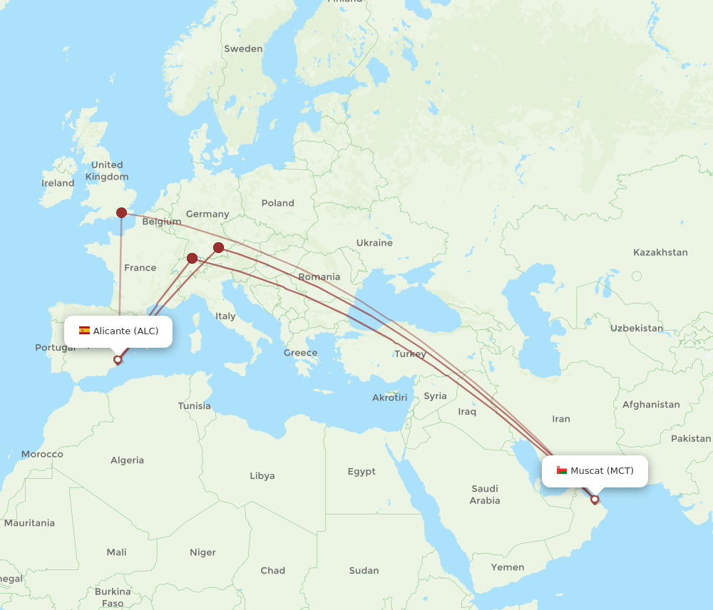ALC-MCT flight routes