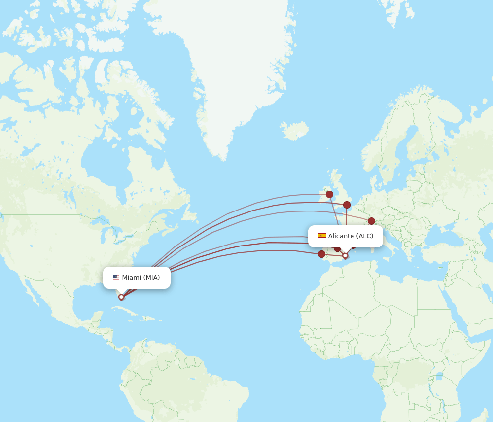 ALC to MIA flights and routes map