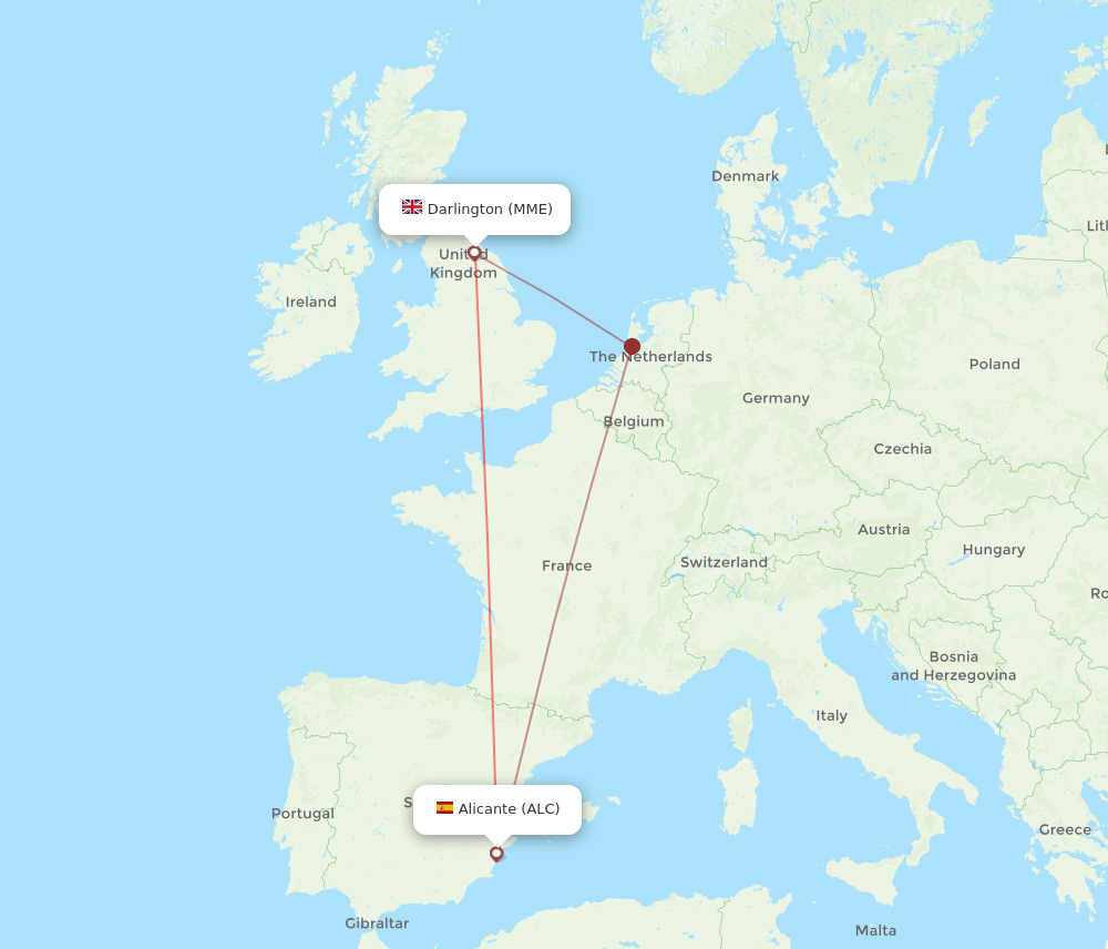ALC-MME flight routes