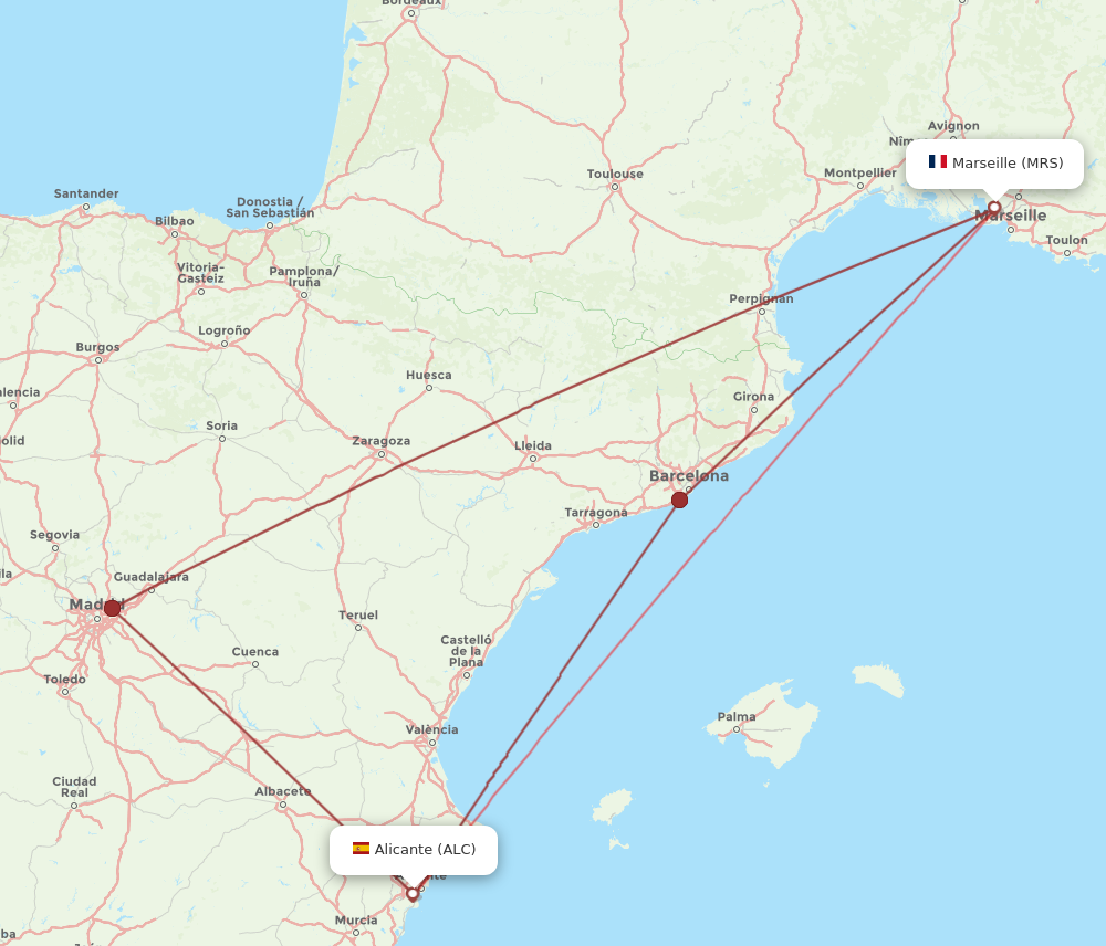 ALC to MRS flights and routes map