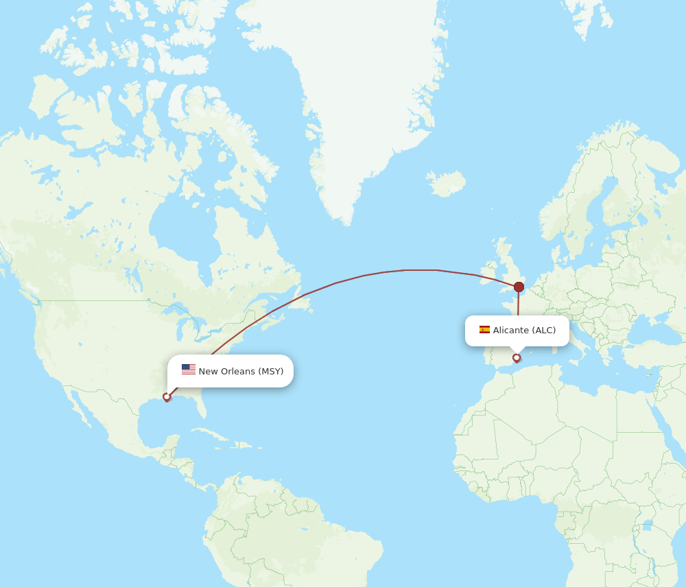 ALC-MSY flight routes