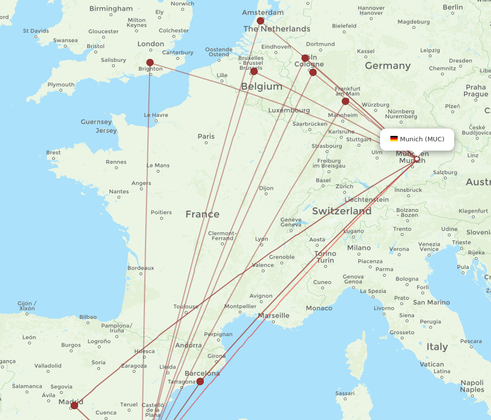 ALC to MUC flights and routes map