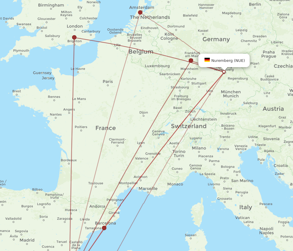 ALC to NUE flights and routes map