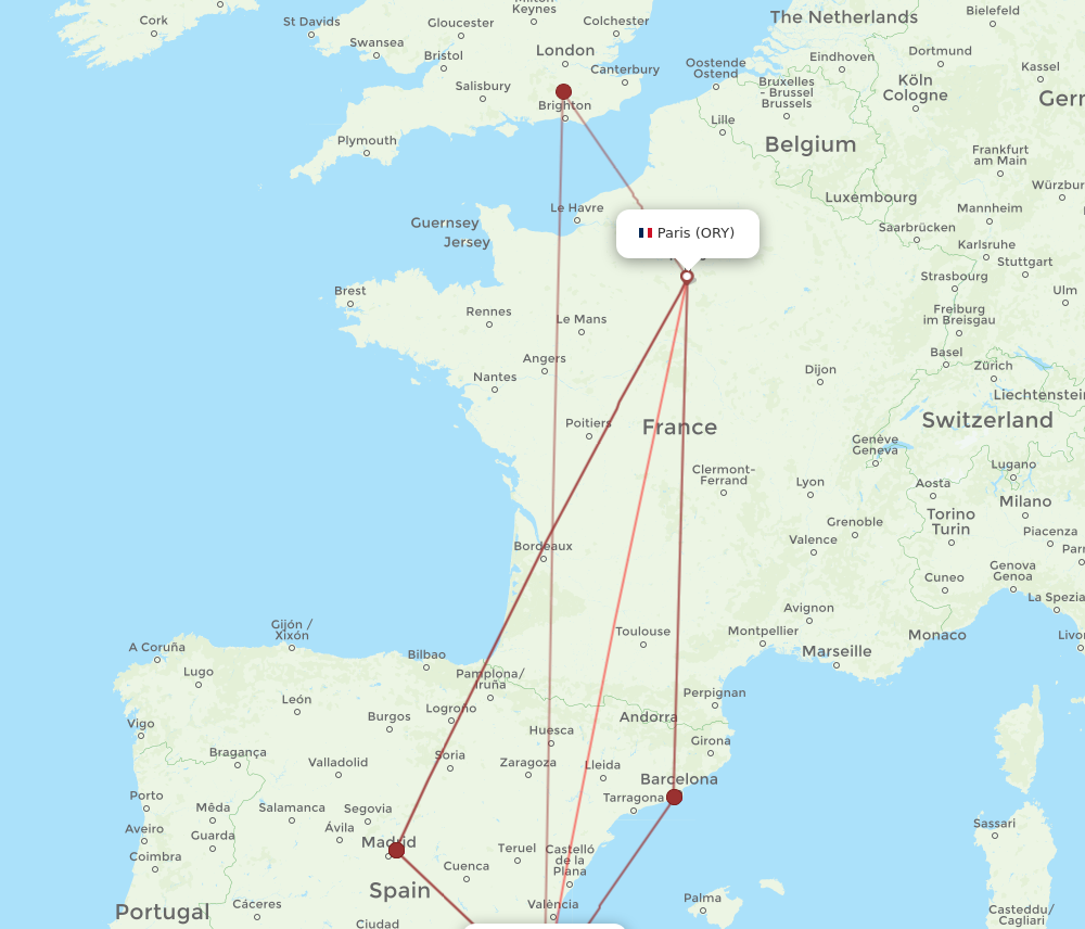 ALC to ORY flights and routes map