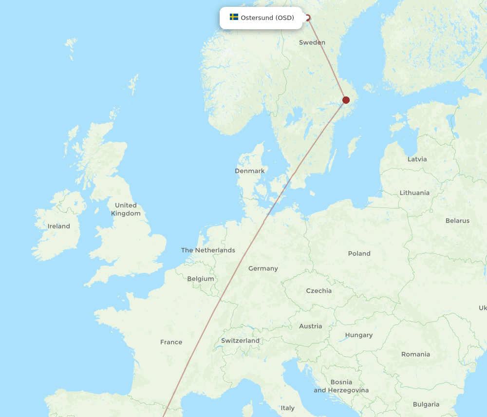 ALC to OSD flights and routes map